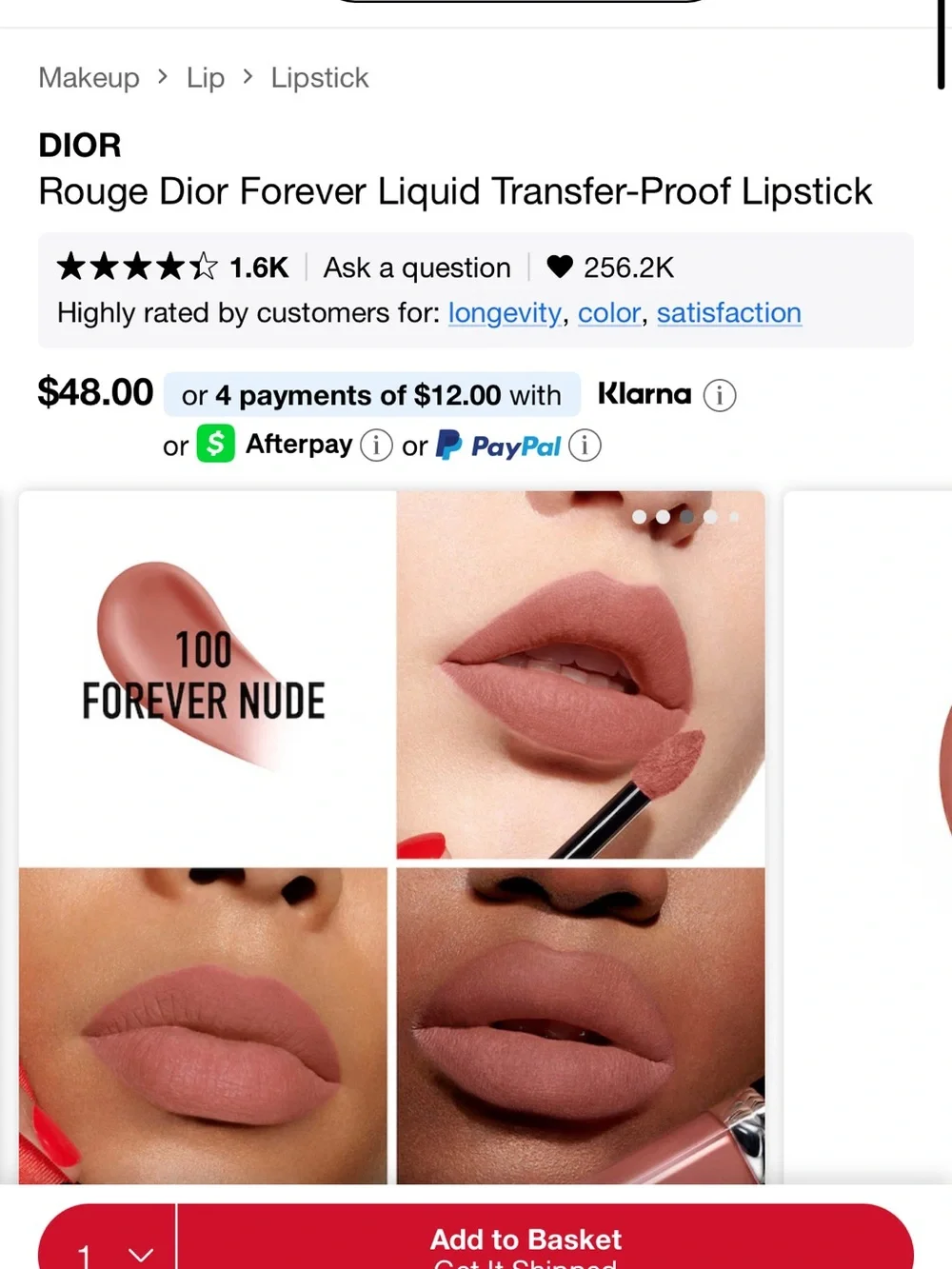 Rouge Dior Forever Liquid Transfer-Proof Lipstick #100